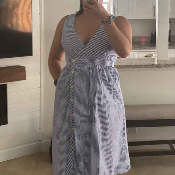 J Crew Striped button down mid dress - Picture 3 of 3